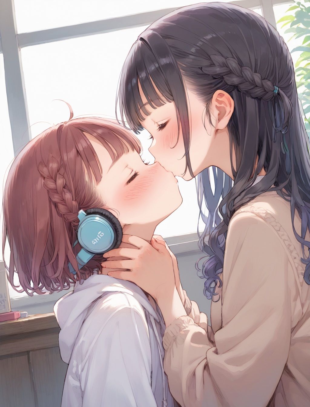 キスする二人