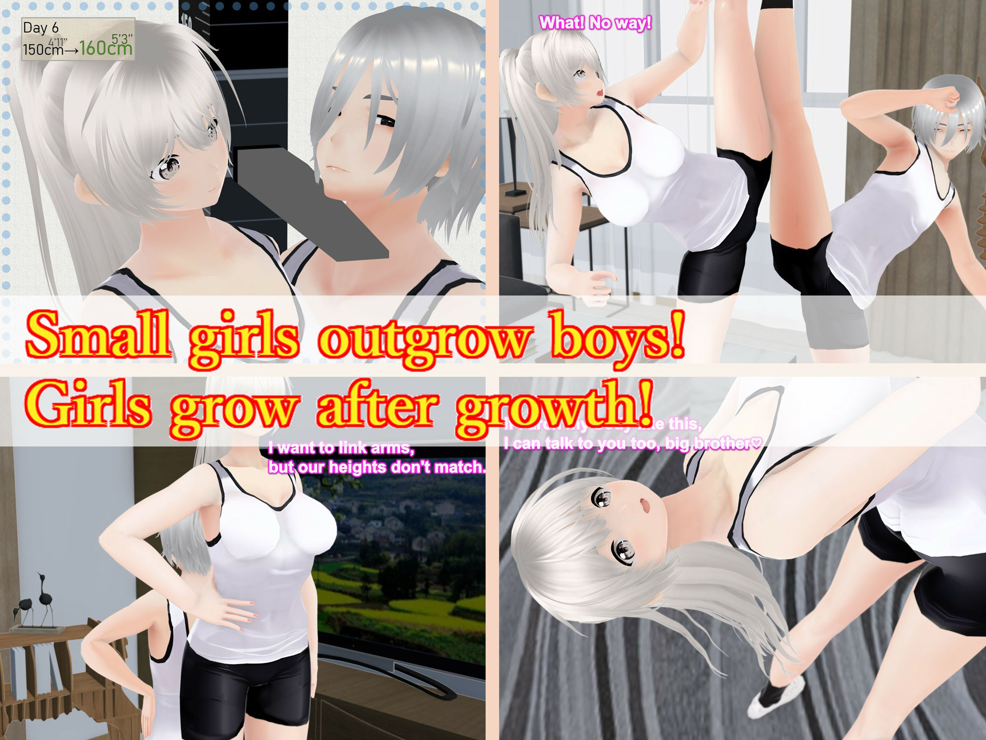 Outgrowing only girls， Overtake boys， Growth sound. Stretching exercises Arc